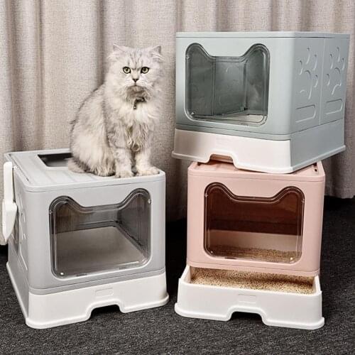 Litter Boxes For Large Cats Foldable Litter Box Comes With Shovel Tray Kitten Toilet Well Designed Space Efficient