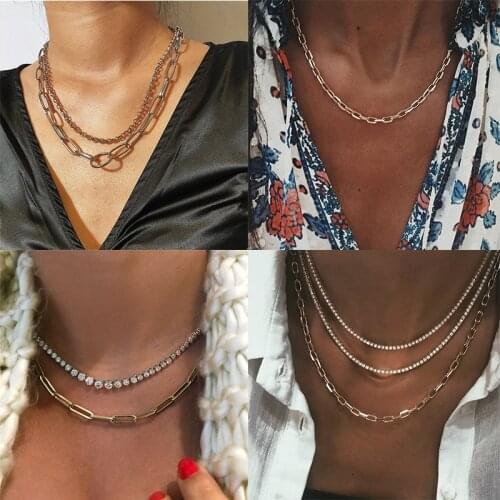 YWZIXLN Bohemian Vintage Geometry Choker & Rhinestones Chain Fashion Necklaces Jewelry For Women Elegant Accessories N087