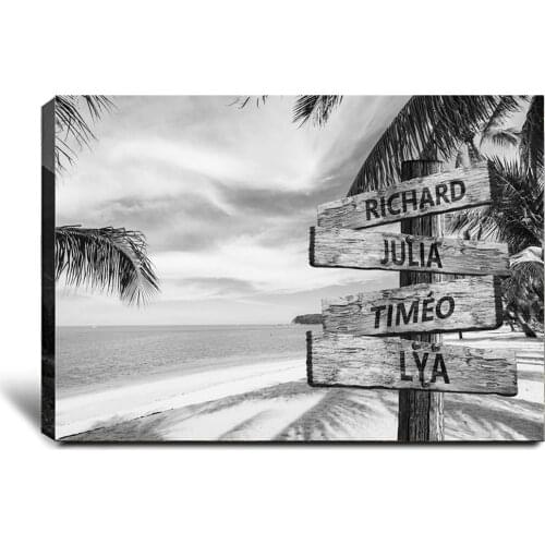 Framed Custom Personalized Name Poster Wall Art Canvas Painting Print Beach Gift For Weddings Picture Living Room Decoration