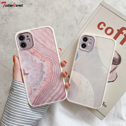 Tobebest Pink Marble Plating Camera Protection Lid Phone Cases for iphone 12 11 pro max X XS XR 8 Plus 12mini Anti-knock Cover
