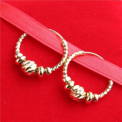Ladies Vintage 24K Gold Hoops Earrings Jewelry Earings For Women Round Hoop Earrings African Bridal Wedding New Earings