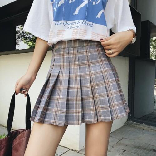 2021 Summer Japan Korean Style Women Zipper High Waist Skirt School Uniforms For Girls Pleated Plaid Skirt Sexy Pink Mini Skirt