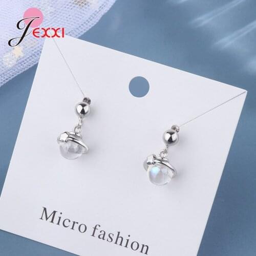 925 Sterling Silver Prevent Allergy Dangle Earrings for Women New Creative Planet Geometric Moonstone Handmade Gift Jewelry