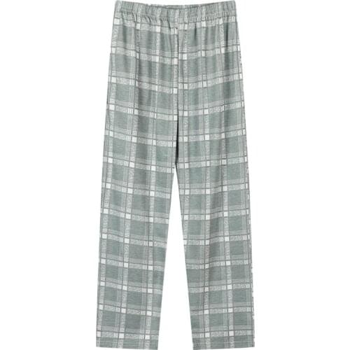 Women Loose Pijamas Lounge Trousers Stretch Waist Home Long Pajamas Pants Large Size Homewear Plaid Pure Cotton Sleep Bottoms