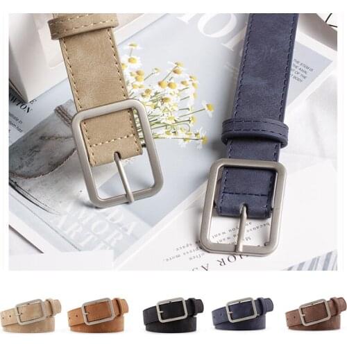 2020 Square Pin Buckles Belts Female Deduction Side Silver Buckle Leather Belts for Jeans Wild Belts for Women Fashion Students