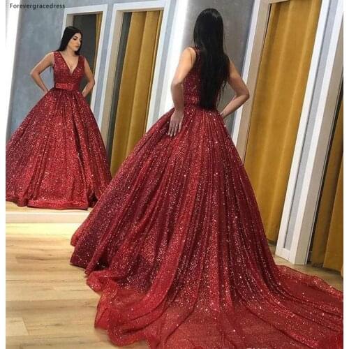 Red Arabic Dubai Evening Dress 2019 Cheap A Line Sequins Pageant Holiday Women Wear Formal Party Prom Gown Custom Made Plus Size