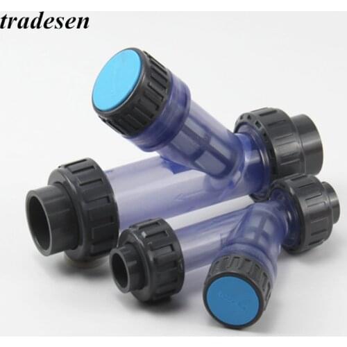 1pc Transparent UPVC Y-Type Filter Aquarium Fish Tank PVC Pipe Connector Irrigation Filters Garden Water Pipe Connectors