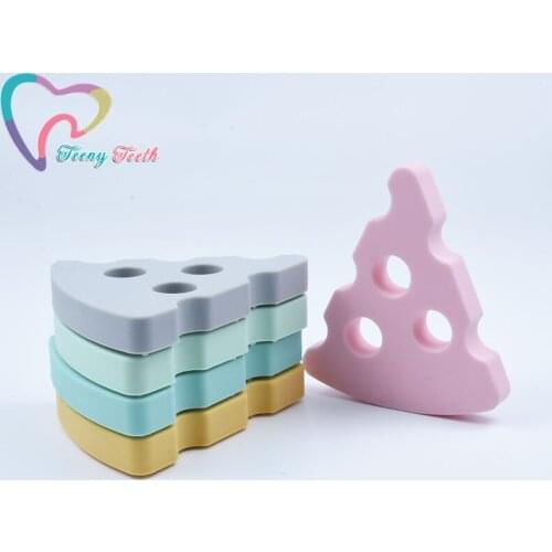 1 PC Cheese Shape Beads Silicone Teether Pizza Sensory Pendants BPA Free Food Grade Teething Teether Toddlers Biting Toys