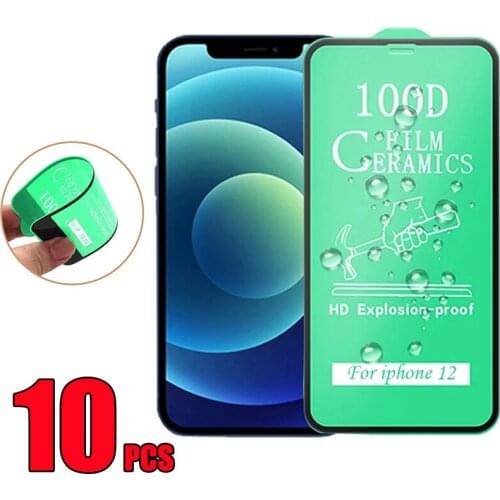 10pcs 100D Ceramics Film Screen Protector HD Explosion Proof Full Coverage For iPhone 13 Pro Max 12 Mini 11 XS XR X 8 7 6 Plus