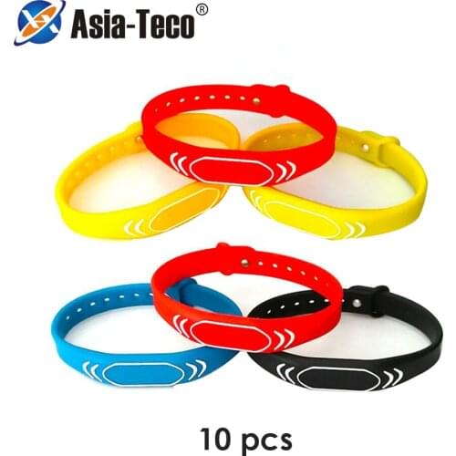 10pcs 125khz RFID TK4100 Tags Sauna Room Key Ring ID Waterproof Adjustable Silicone Wristband Bracelet Keyfob Token