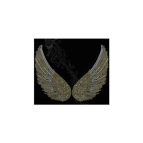 2pc/lot Angle wings iron on design rhinestone applique patch hot fix rhinestone motif rhinestones fix for shirt