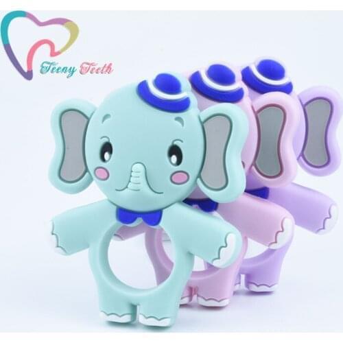 2 PCS Cartoon Elephant Silicone Teether BPA Free Baby Nursing Teething Pendant Kid Gift Infant Teethers Animal Baby Products