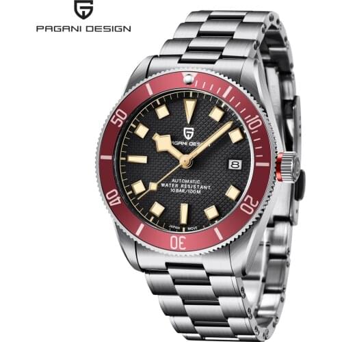 2021 PAGANI DESIGN BB58 Red Mens Mechanical wristwatch brand luxury automatic watch men stainless steel waterproof watch men