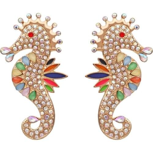 2021 New Fashion Colored Seahorse Earrings Personality Creative Animal Earrings