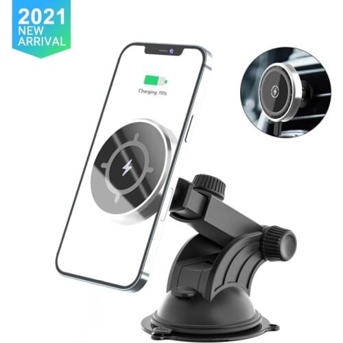 2021New Arrival Magnetic Qi Wireless Car Charger for iPhone 12 Pro Max mini Magsafe 15W Fast Wireless Charging Car Phone Holder