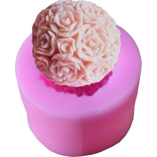 3D Rose Flower Ball Candle Molds For Soap Flowerball Silicone 3d Mold Non-sticky Cake Decor Fondant Chocolate Silicone Forms
