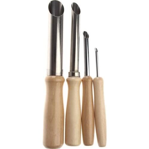 Wooden Handle Carving Tools Stainless Steel Circle Shaping Pottery Clay Sculpture Tools 4 Pcs Perfect