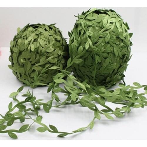 5 Yards Silk Cloth Flower Green Leaf Wreath Banner Decoration DIY Wedding Party Birthday Belt Gift Craft Decoration Accessories