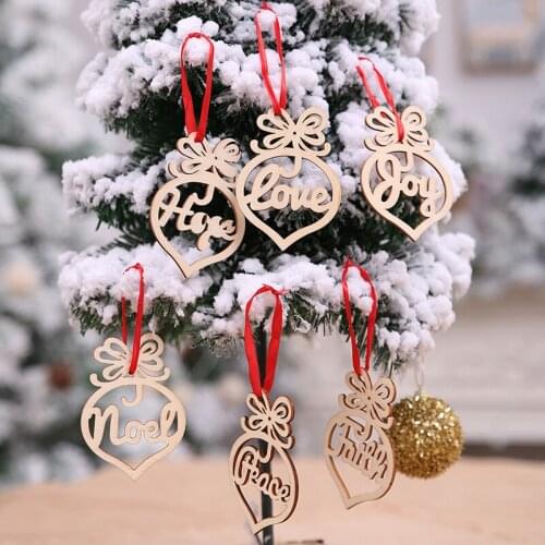 6 pcs/pack) 10cm Christmas Tree Decorations Pendant New Year Holiday Party Wooden Decoration Handmade DIY