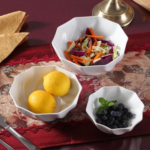 White ceramic bowl of soup creative Steamed Rice bowl Fresh Fruit Salad dessert bowl style tableware