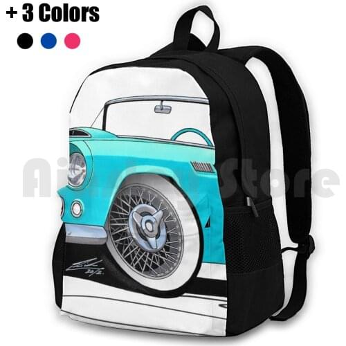 Turquoise Outdoor Hiking Backpack Riding Climbing Sports Bag Sports Car Car Classic Cars Retro Vintage T Bird Bird American Red