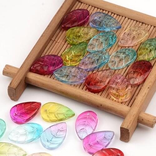 10/20pcs 11x18mm Leaf Shape Crystal Glass Loose Crafts Beads Top Drilled Pendants for Earring Jewelry Making DIY Crafts