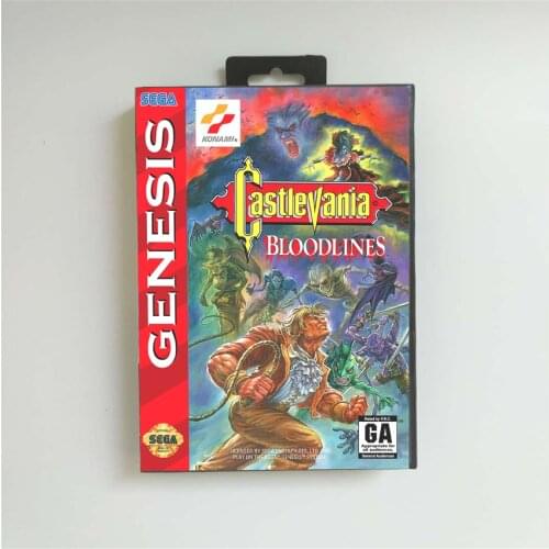 Castlevania Bloodlines - USA Cover With Retail Box 16 Bit MD Game Card for Sega Megadrive Genesis Video Game Console