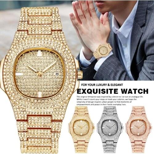 Women Watches Top Brand Luxury Full Diamond Watch Men Custom Alloy Band Square Quartz Wristwatch Relogio