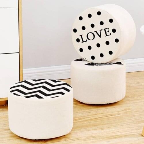 Childrens Small Stool Cloth Art Round Seat Cartoon Solid Wood Stools Of Solids Color Детская мебель барный стул Dining Chair