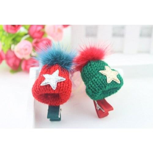 New year Pet Christmas hat Clips puppy Dog Hairpin pet accessories 10pcs