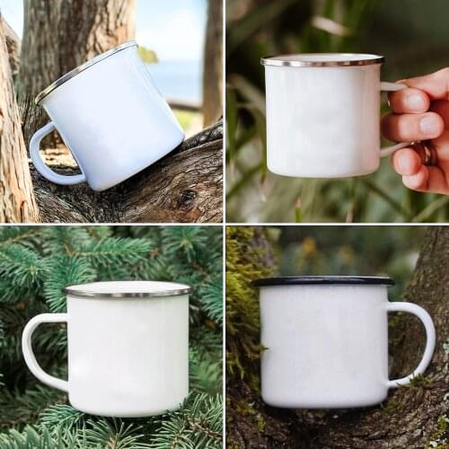Camping Enamel Mug 8.5cm360ML Simplicity Durable Coffee Tea Cups Outdoor Travel Fishing Picnics Mugs Office Home Drink Water Cup