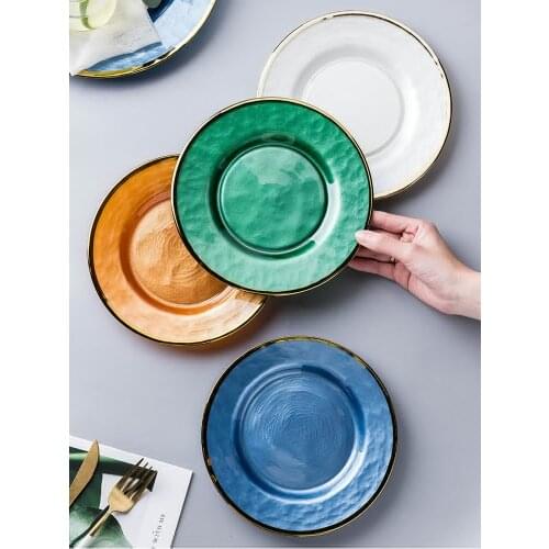 European Phnom Penh glass plate creative plate Western food plate wind salad cake plate breakfast plate