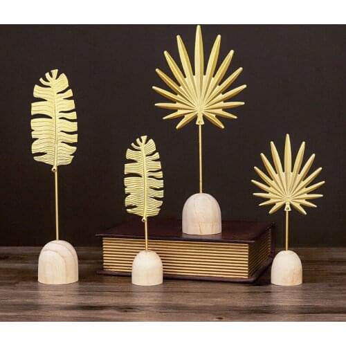 European Iron Leaves Figurines Turtle Leaf Palm Leaf Home Decoration Accessories for Living Room Office Desk Decoration Crafts