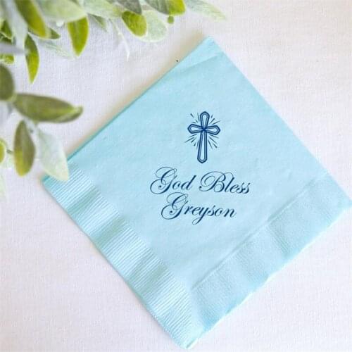 God Bless Personalized Christening/Custom Baptism Napkins