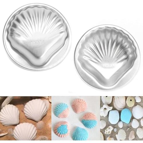 JX-LCLYL 2pcs New Aluminium Alloy Shell Shape Bath Bomb Mold Cake Jelly DIY Metal Molds