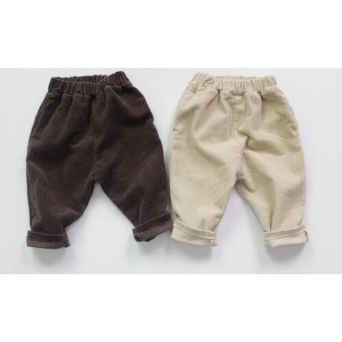 Korean Style New Autumn Winter Children Corduroy Pants Pure Color Baby Boys Trousers Kids Clothes