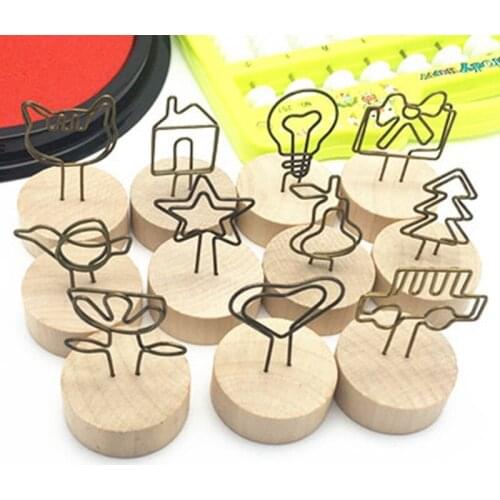 Retro photos show Creative Pastoral ornaments seat iron log Round Wooden Articles Name Card folder Creative Picture Frame