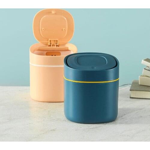 Tiny Countertop Trash Can Mini Desktop Garbage Can with Push-Button for Bathroom Vanity Tabletop or Coffee Table