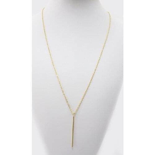 Simple Classic fashion Stick Pendant Necklace Hollow Girl Long Link Chain Square Copper Necklaces long Strip Jewelry for women