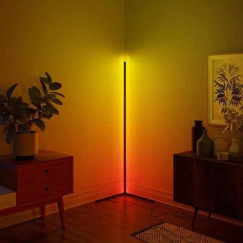 Floor Colour Changing Nordic LED RGB Corner Lamp with Dimmable Remote Controller for Living Room, Bedrooms H120cm