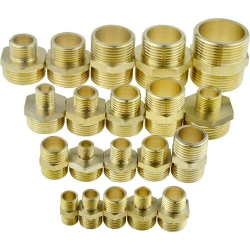 Brass Hex Nipple Pipe Fitting Copper Adapter 1/8 1/4 3/8 1/2 3/4 Male Equal Reducing Coupler Connector Water Gas Plumbing Joint