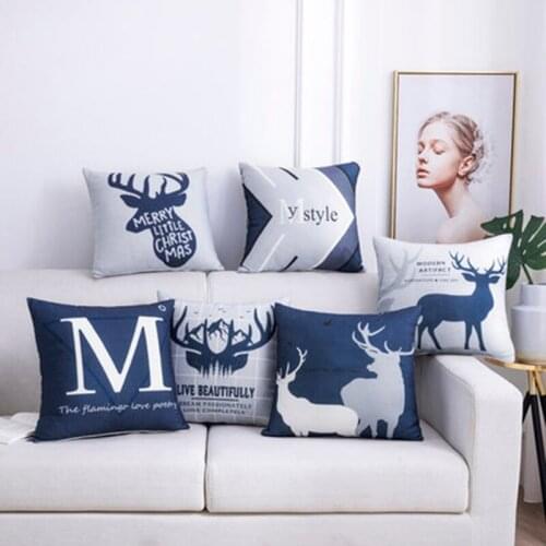 Nordic washable cushion pillow square bedside living room printing sofa pillow for car office waist protection