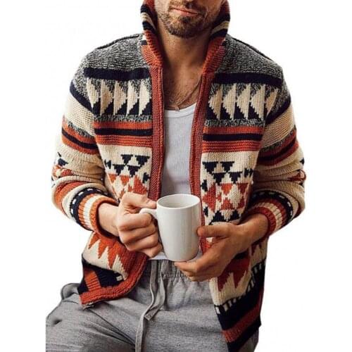 65% Dropshipping!!Autumn/Winter Mens Jacket Long Sleeve Cardigan Jacquard Woven Sweater Jacket