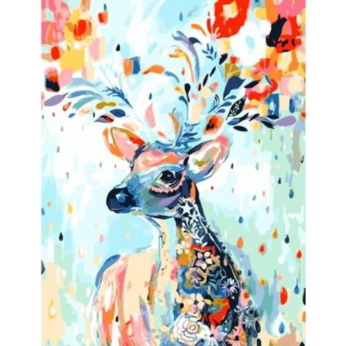 Colorful Fawn Animal Abstract DIY Digital Painting By Numbers Modern Wall Art Canvas Painting Unique Gift Home Decor 40x50cm