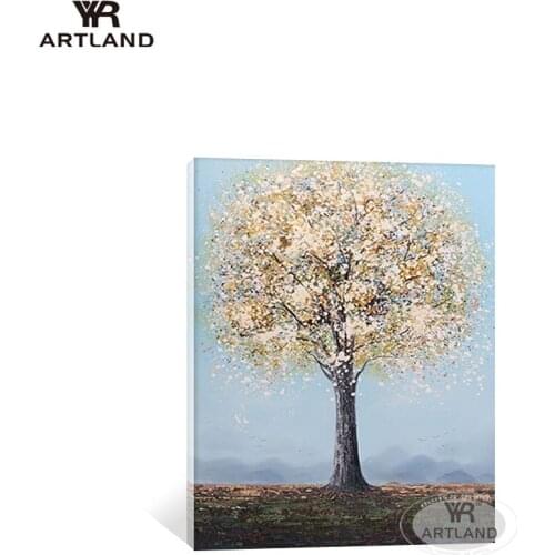 Decoração para quarto money tree wall picture Hand painted oil painting on canvas hanging poster artwork for living room bedroom