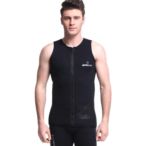 1Pcs Black 3mm Neoprene Sleeveless Wetsuit Jacket Mens Tight Diving Vest Top Shirt Front Zipper Scuba Surfing Spearfishing