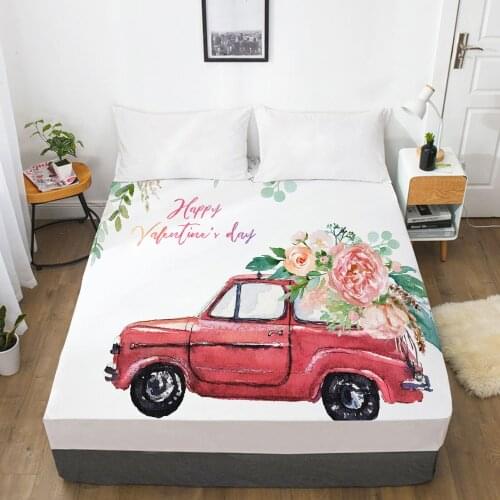 New Product 1pc 3D HD Nordic Fitted Sheet Mattress Cover Four Corners With Elastic Band Bed Sheet 160x200 150x200 Red car