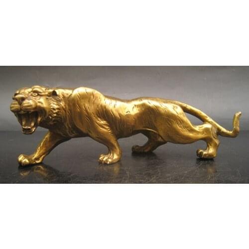 Wholesale factory modern office sculptures religious statues Copper tiger decoration Small home brass tiger crafts