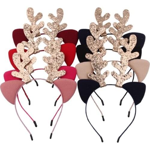 10pcs/lot New Antlers Reindeer Headband Christmas Elk Hairband Xmas Headband Accessories Hair Clasp Fancy Dress Up Party Decor