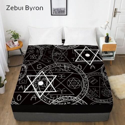 3D HD Fitted Sheet,Bed Sheet With Elastic Twin/Full/Queen/King/Custom, Bedsheet magical inscriptions Mattress Cover 160x200